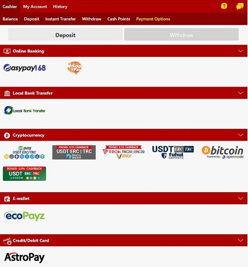 dafabet-Payment-Method