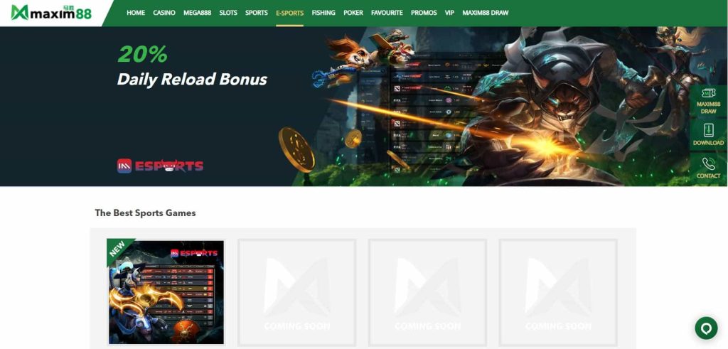 maxim88-Available-Games-Esport-Betting
